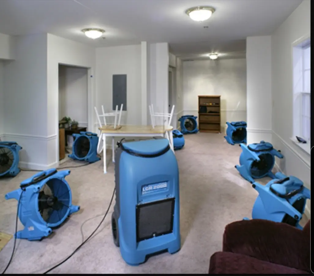 Air movers and dehumidifier setup for Water Extraction & Removal in Shakopee