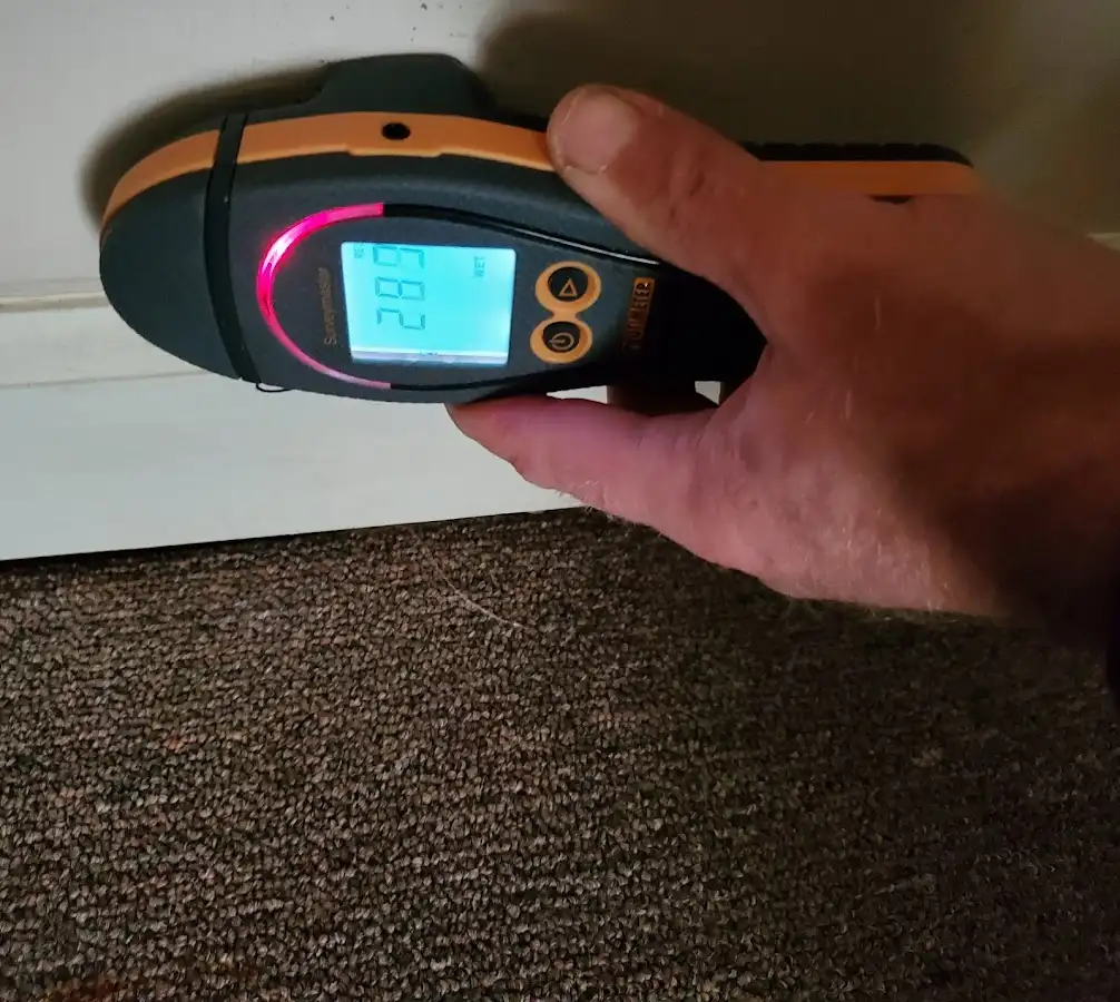 Moisture detection at baseboard during Burst Pipe Cleanup in Shakopee